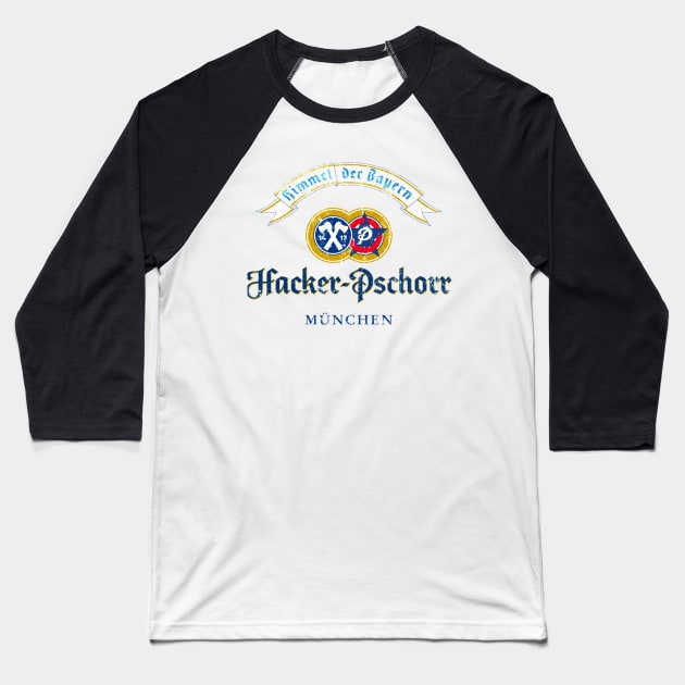 Hacker Pschorr - World Beer - Distressed Baseball T-Shirt by mugsandfancything